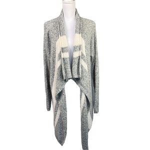 Soybu Cardigan Waterfall Sweater Open Front Gray and White Size L/XL